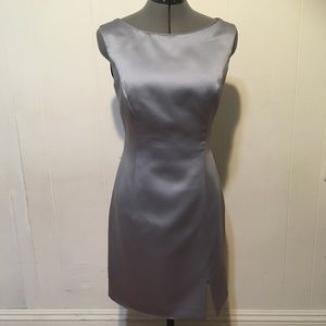 ABS. Sleeveless silver gray  evening dress.